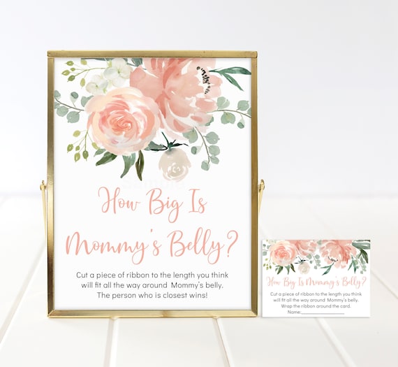 Peach Floral How Big Is Mommy/'s Belly Game Peach Floral Baby Shower Soft Peach Dusty Peach Girl Baby Shower Digital Printable A489