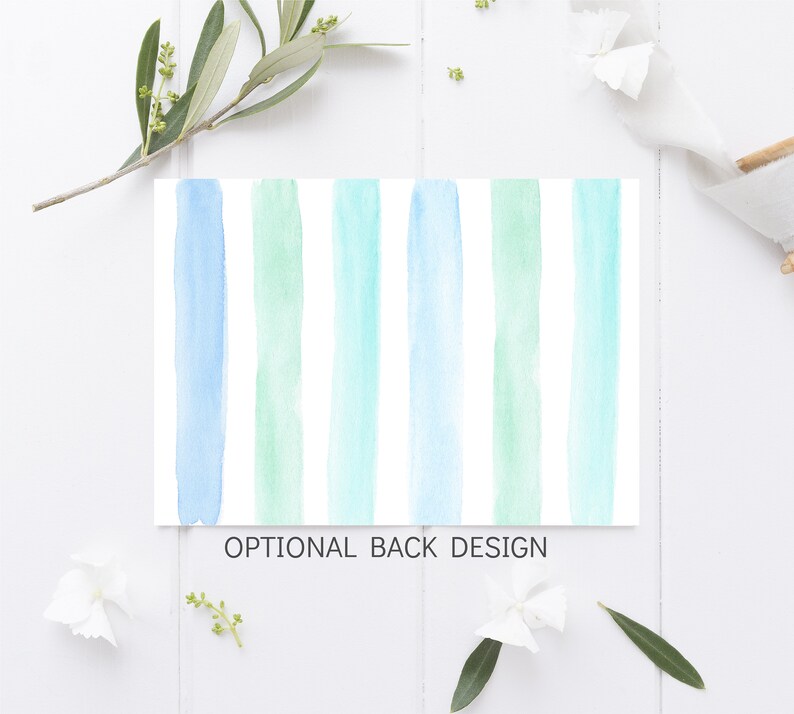 May include: A watercolor background design with alternating blue and green stripes. The text "OPTIONAL BACK DESIGN" is printed at the bottom of the design.