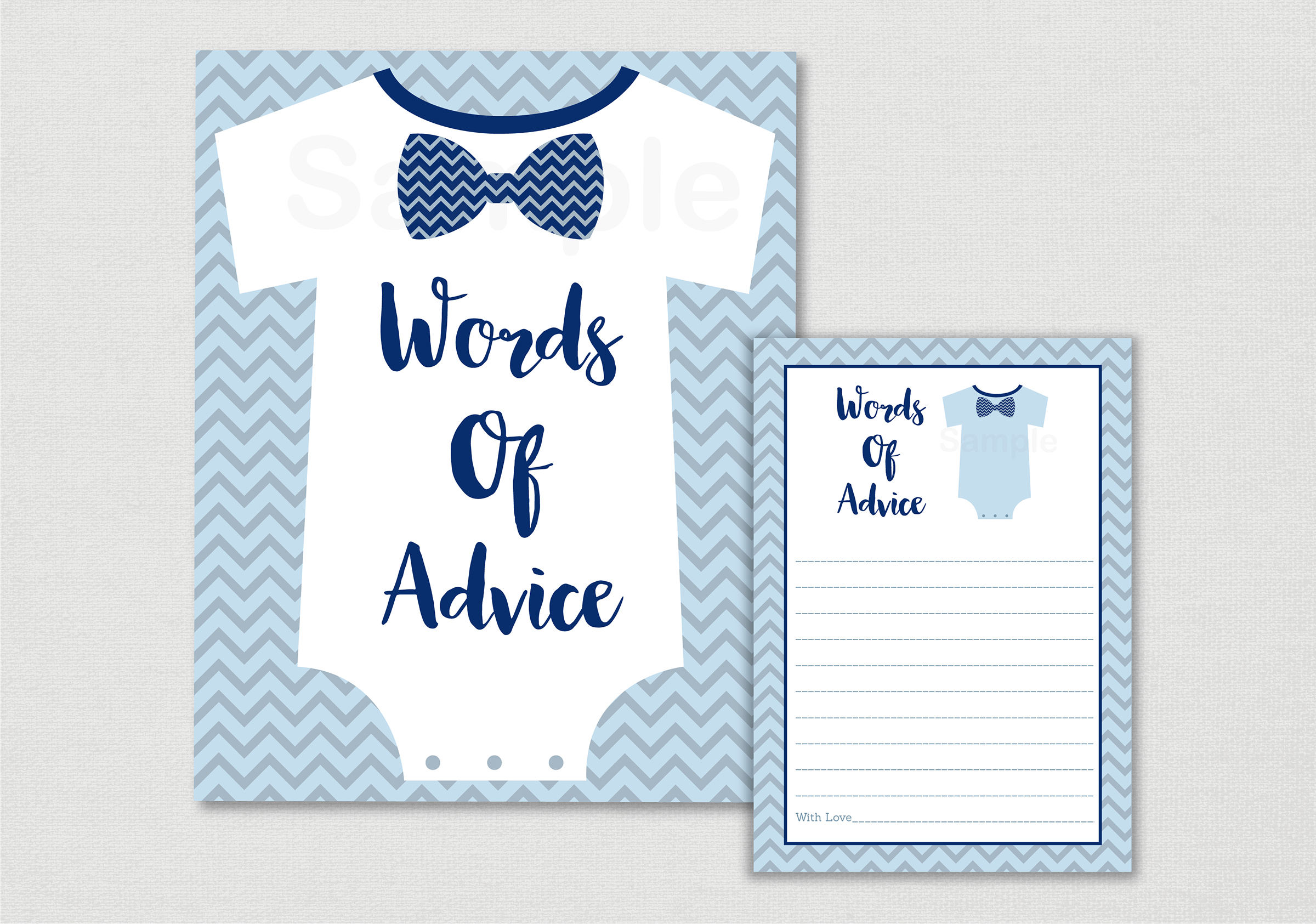 Bow Tie Baby Shower Advice Cards / Onesie Baby Shower / Little Etsy