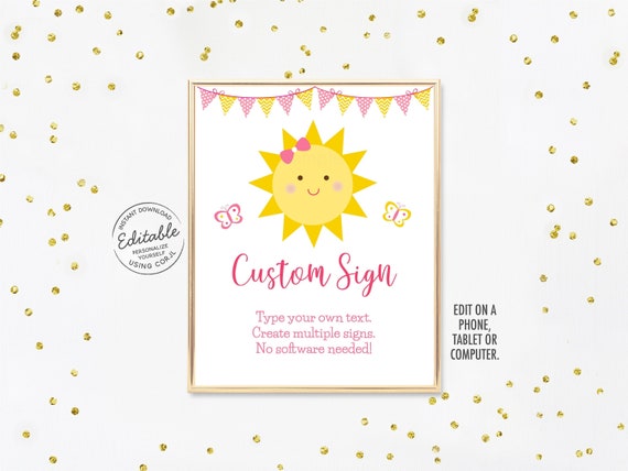 EDITABLE Sunshine Birthday Sign Sunshine Party Sign You Are My Sunshine First Birthday Digital Printable Instant Download Template A220 Il_570xn