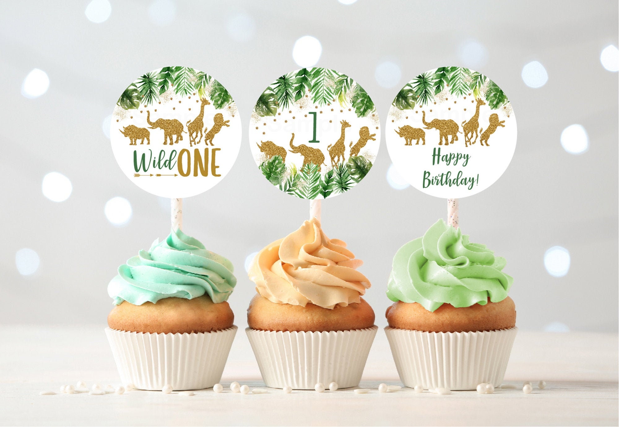 Wild ONE themed safari animal cupcake toppers Decorations