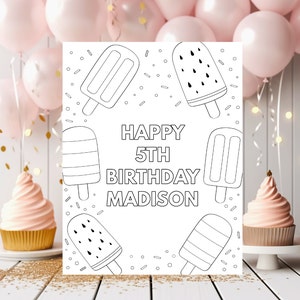 Editable Popsicle Birthday Coloring Page Popsicle Birthday Party Pop On Over Chill With Us Girl Ice Cream Party Digital A674