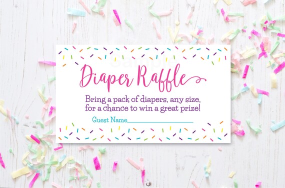 Pink Baby Sprinkle Diaper Raffle Cards Baby Girl Sprinkle Rainbow Sprinkle Digital Printable Instant Download A109 Il_570xn