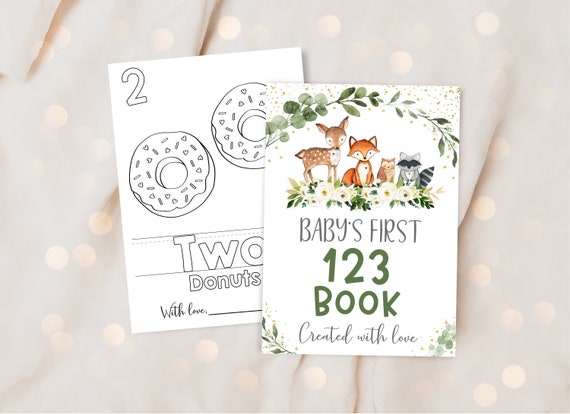 Baby's First 123 Book Baby Shower Coloring Pages Baby Shower Game Woodland Animals Numbers Coloring Book Digital Instant Download A524 Il_570xn