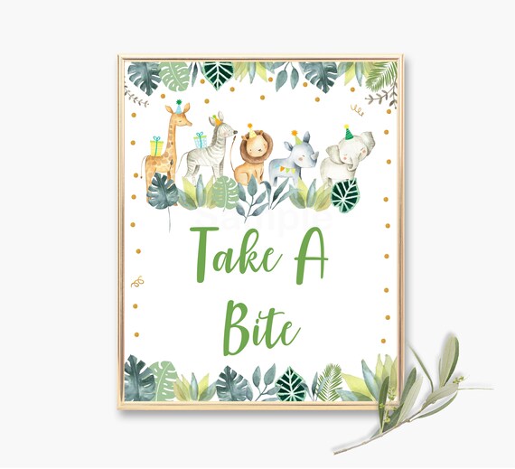 Take A Bite Safari Birthday Food Sign, Party Animals Birthday Decor, Boy Safari, Wild One, Zoo Animals, Jungle Animals, Printable, A518 Il_570xn