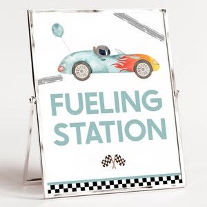 Race Car Fueling Station Birthday Sign Two Fast Birthday Racing Party Racing Car 2 Curious Boy Second Birthday Digital Download A688