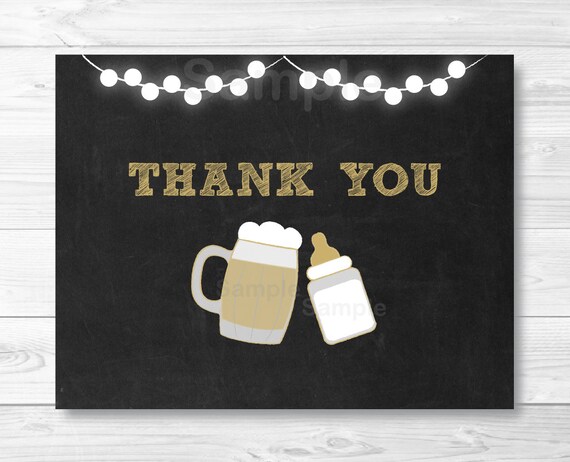 Bbq Beer Baby Shower Thank You Card Baby Is Brewing Baby Shower