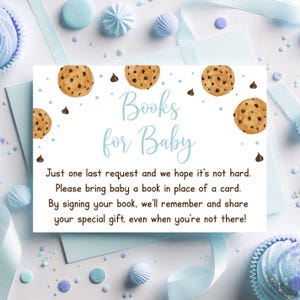 Cookie Baby Shower Book Request Card, Little Cookie Baby Shower, Cookies and Milk, Boy Baby Shower, Books For Baby Digital A737