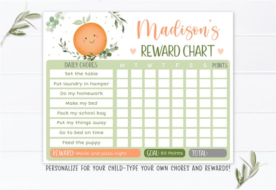 Editable Little Cutie Reward Chart, Chore Chart, Behavior Chart, Boy or Girl Reward Chart, Daily Chores Printable, Digital Download A535 Il_570xn