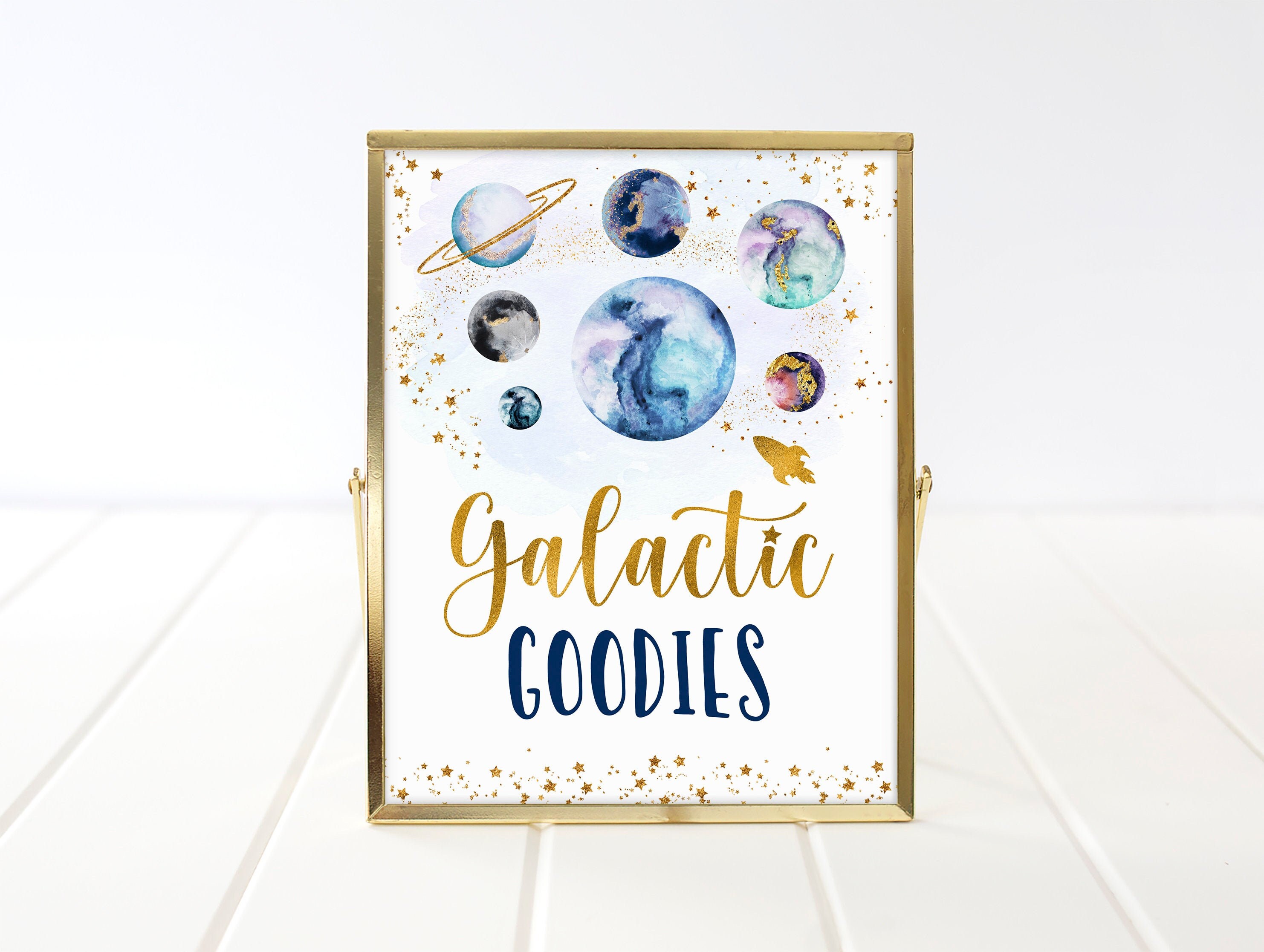 Space Galactic Goodies Birthday Food Sign Galaxy Planets Outer | Etsy