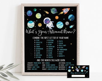 What's Your Astronaut Name Game Space Birthday Astronaut Birthday Galaxy Planets Outer Space Party Rocket Ship Digital Download A654