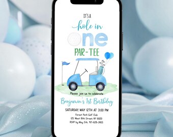 Hole in One Birthday E-Invite: Boy Golf First Par-Tee (Digital Download)