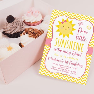 Editable Sunshine Birthday Invitation You Are My Sunshine First Birthday Sunshine Party Girl Birthday Printable Digital Download A220 image 4