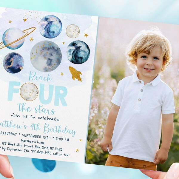 Reach 4 the Stars Birthday Invite Download - Etsy