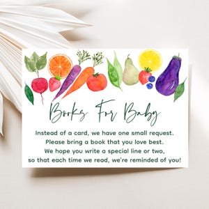 Lokaal geteelde babyshowerboek Verzoekkaarten, boeken voor baby, boerenmarkt, kleine spruit, genderneutraal, vegetarische babyshower A772