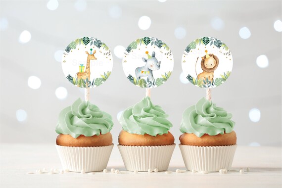 Safari Birthday Cupcake Toppers, Wild One Safari Birthday, Boy Safari, Jungle Animals, Zoo Animals, PRINTABLE, Digital Instant Download A518 Il_570xn