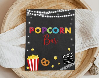 Movie Night Popcorn Bar Party Schild Backyard Movie Night Junge Mädchen Outdoor Backyard Movie Party Filme Digital Download A555