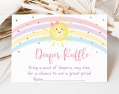 Sunshine Rainbow Diaper Raffle Cards Sunshine Rainbow Baby Shower Pink Gold Pastel Rainbow Girl Baby Shower Digital Download A599