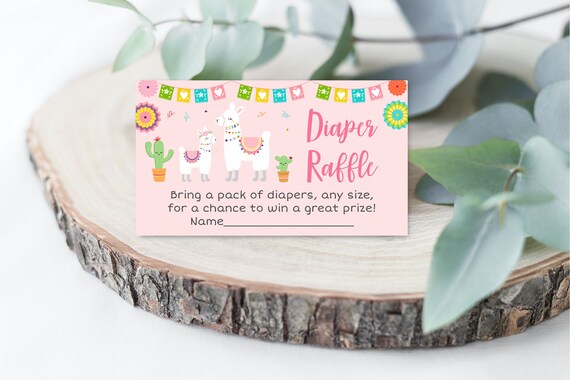 Llama Diaper Raffle Cards, Llama Baby Shower, Fiesta Baby Shower, Pink Llama, Cactus, Succulent, Printable, Digital, Instant Download A509 Il_570xn