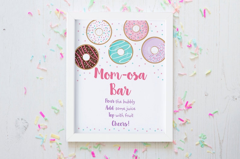 Donut Mimosa Bar Sign Donut Baby Shower Pink Donut Donuts &amp; | Etsy