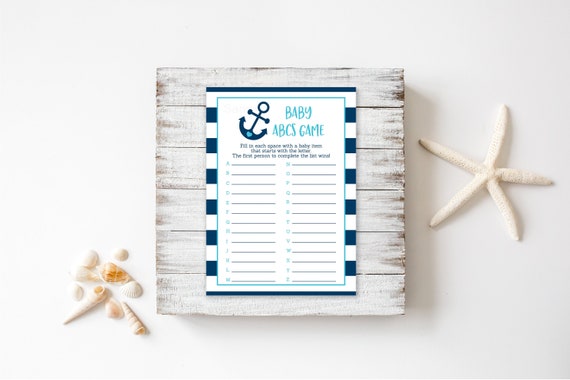 Nautical ABCs Baby Shower Game Nautical Baby Shower Anchor Baby Shower Navy & Aqua Boy Baby Shower Digital Printable Instant Download A222 Il_570xn