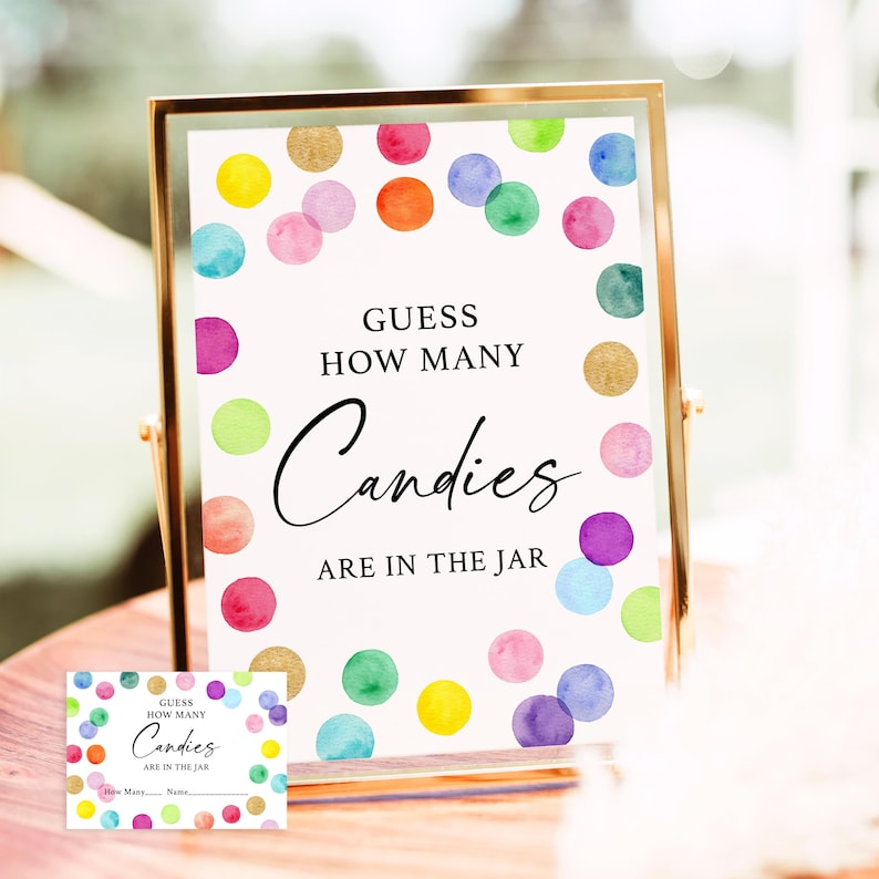 Rainbow Spots Guess How Many Game, Paint Party Birthday, Rainbow