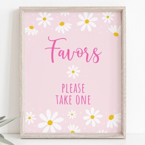 Pink Daisy Birthday Party Favor Sign Retro Daisy Birthday Boho Daisy Party Girl Flower First Birthday Printable Digital Download A691