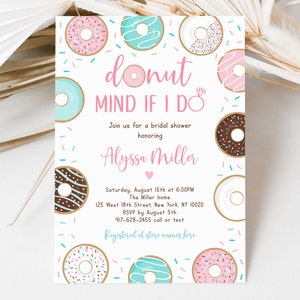 Editable Donut Mind If I Do Bridal Shower Invitation, Donut Bridal Shower Invite, Bridal Shower Brunch, Coed, Printable, Digital A500