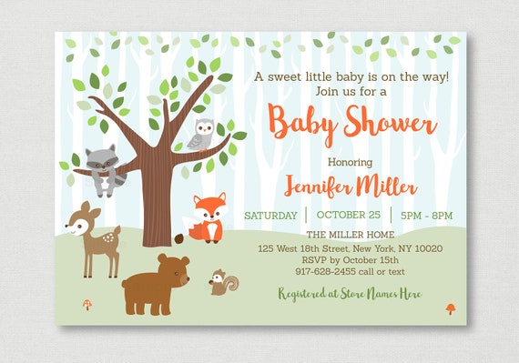 Woodland Animal Baby Shower Invitation / Woodland Baby Shower / Baby Woodland Animals / Forest Animals / PRINTABLE A469 Il_570xn