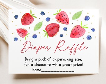 Strawberry Diaper Raffle Cards Strawberry Baby Shower Berry Sweet Blueberry Baby Shower Berry Baby Shower Digital Download A670