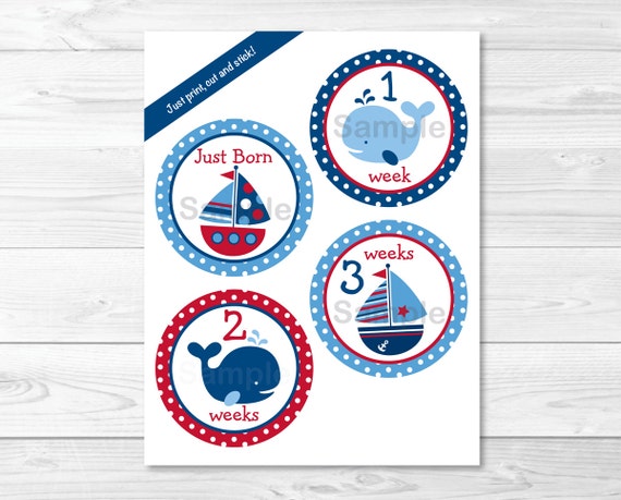 Nautical Regular Milestone Stickers / Nautical Milestone picture about Printable Iron Ons named Nautical Regular Milestone Stickers / Nautical Milestone