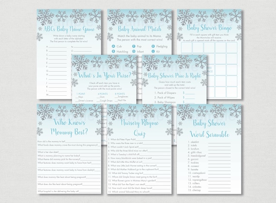 Baby Sprinkle Rainbow Blue Baby Shower Nursery Rhyme Quiz Game Printable