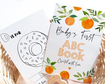 Baby's First ABC Book, Little Cutie ABC Book, Alphabet Coloring Book, Baby Shower Coloring Pages, Baby Shower Activity, Download A735