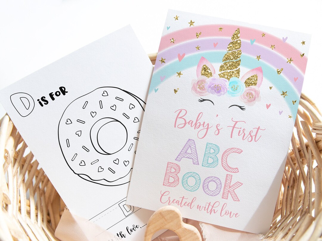 Unicorn ABC Coloring Book, Baby Shower Activity, Baby's First ABC Book ...