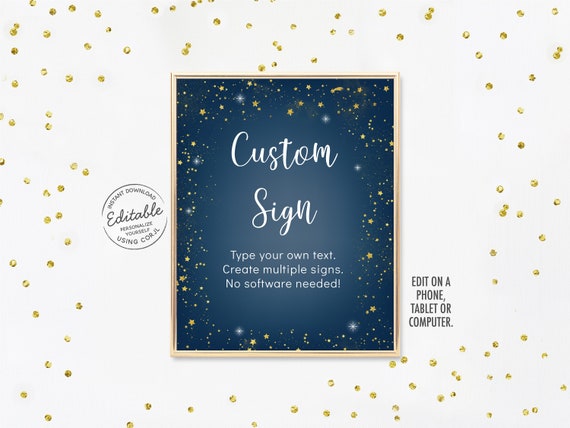 EDITABLE Twinkle Star Baby Shower Sign Navy & Gold Twinkle Little Star Boy Baby Shower Printable Digital Instant Download Corjl A527 Il_570xn