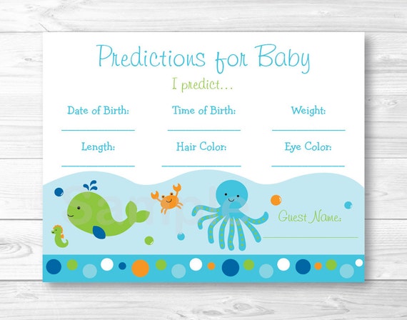 Cute Under the Sea Baby Predictions Game / Under The Sea Baby Shower / Predictions For Baby Game / Baby Birth Stats / INSTANT DOWNLOAD A229 Il_570xn