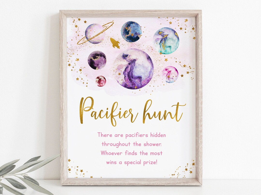 Pink Space Pacifier Hunt Baby Shower Game Galaxy Outer Space Baby ...
