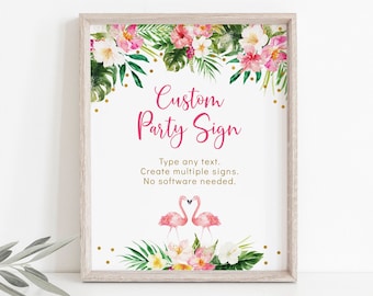 Editable Flamingo Bridal Shower Sign Tropical Bridal Shower Pink & Gold Tropical Floral Bridal Shower Printable Digital Download B128