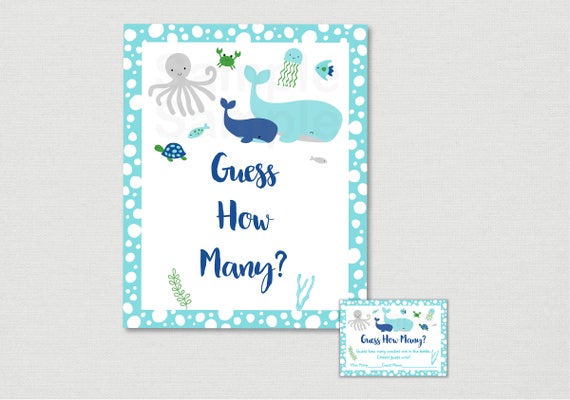 Nautical Under The Sea Guess How Many Game / Nautical Baby Shower / Under The Sea Baby Shower / Candy Guessing Game / INSTANT DOWNLOAD A179 Il_570xn
