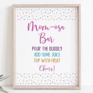 Pink Baby Sprinkle Mom-osa Bar Sign Baby Girl Sprinkle Rainbow Sprinkle Mimosa Bar Sign Digital Printable Instant Download A109