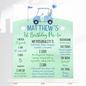 Editable Golf First Birthday Milestone Sign Hole in One Birthday Golf First Birthday Par-tee Boy 1st Birthday Digital Download A695