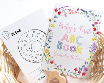 ABC Book Baby Shower Game Wildflower Alphabet Coloring Book Baby's First ABC Book Floral Baby Shower Coloring Pages Digital Download A693
