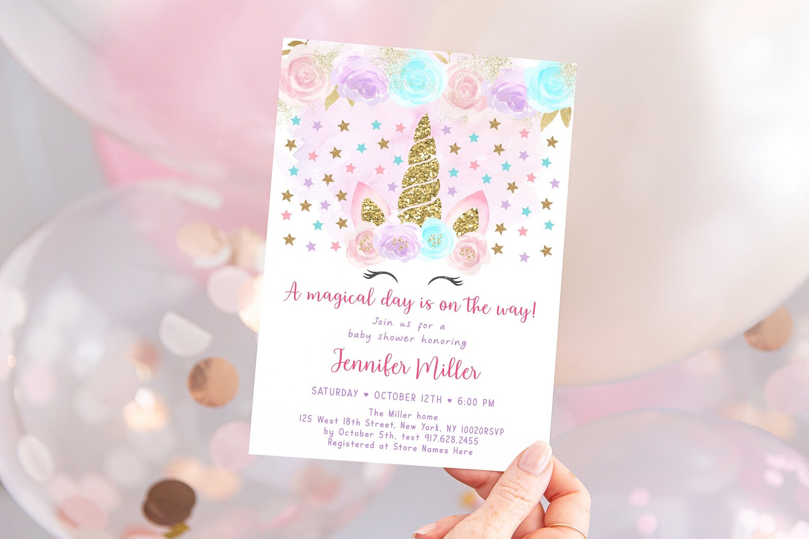 Editable Unicorn Baby Shower Invitation Unicorn Baby Shower Etsy