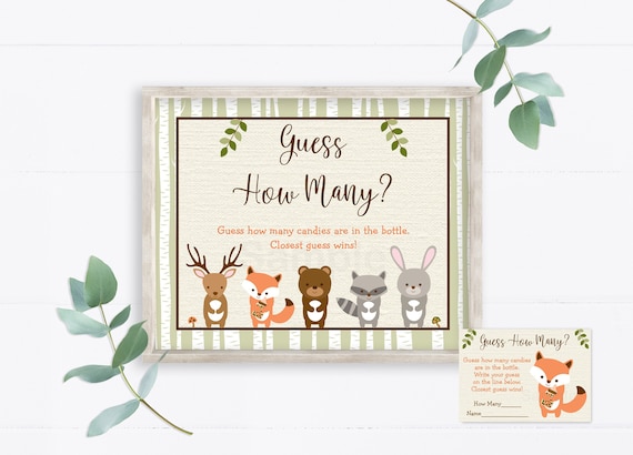 Woodland Guess How Many Game Woodland Baby Shower Woodland Animals Forest Animals Gender Neutral Printable Digital Instant Download A187 Il_570xn