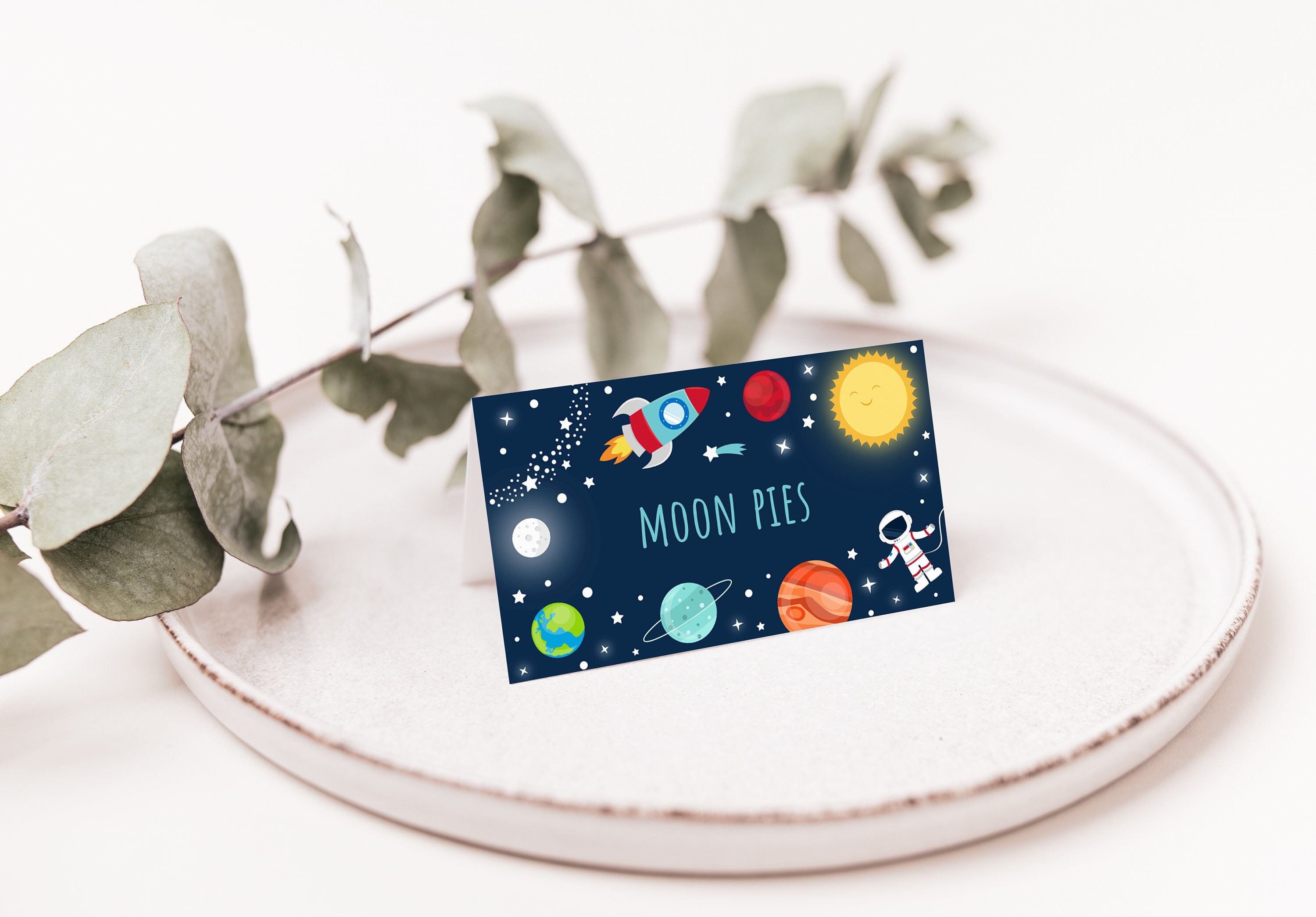 Editable Space Food Labels Galaxy Birthday Food Cards Tent Card Astron -  Design My Party Studio