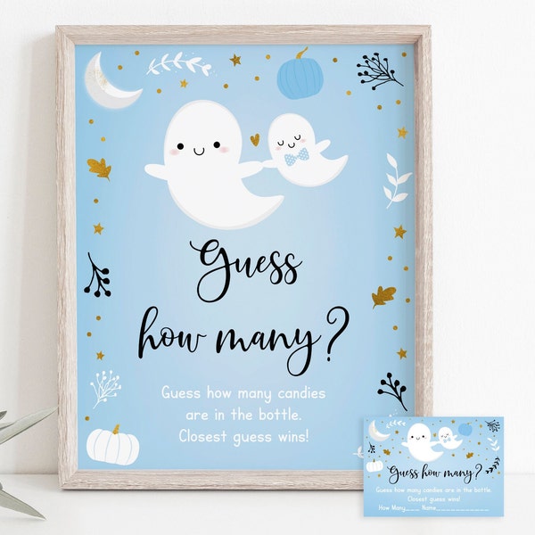 Little BOO Ghost Guess How Many Game Little Boo Baby Shower Ghost Baby Shower Blue Boy Ghost Pumpkin Halloween Baby Shower Download A637