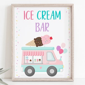 Cute Ice Cream Bar Birthday Sign Ice Cream Truck Girls Ice Cream Birthday Party Summer Birthday Printable Digital Instant Download A553