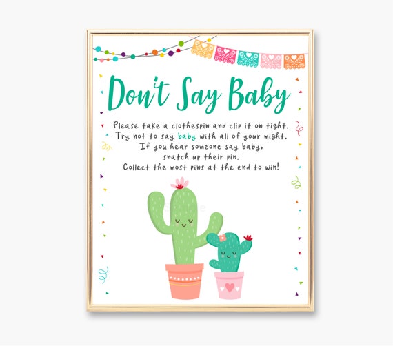 Fiesta Cactus Don't Say Baby Game / Fiesta Baby Shower / Cactus Baby Shower / Succulent Baby Shower / Clothespin Game / PRINTABLE A504 Il_570xn
