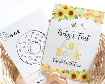 Sunflower Bee ABC Book Baby Shower Game Honey Bee Alphabet Coloring Book Baby's First ABC Book Baby Shower Coloring Pages Download A712