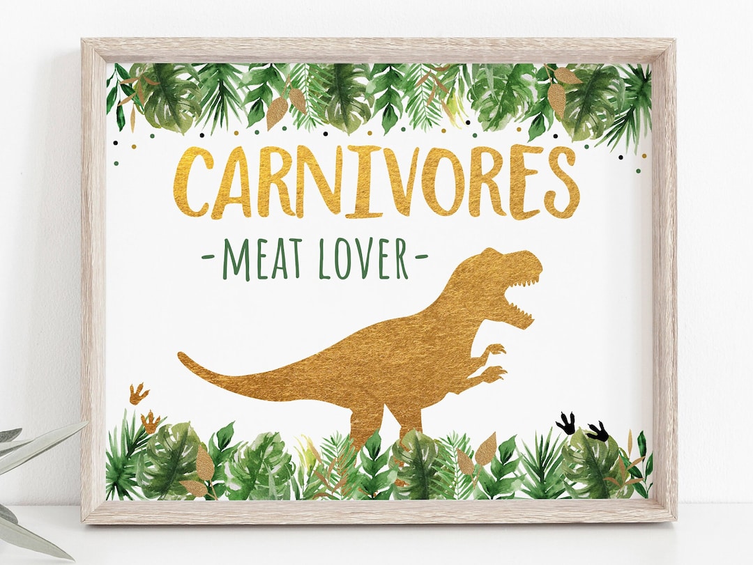 Carnivores Dinosaur Birthday Sign, Dinosaur Birthday, Gold Dinosaur ...